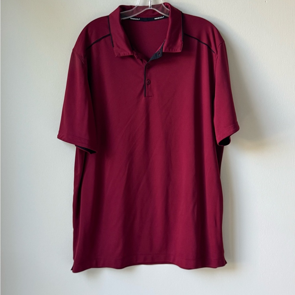 Nike Men's XL Burgundy (Crimson) Polo Shirt Dri Fit Performance Short Sleeve Top